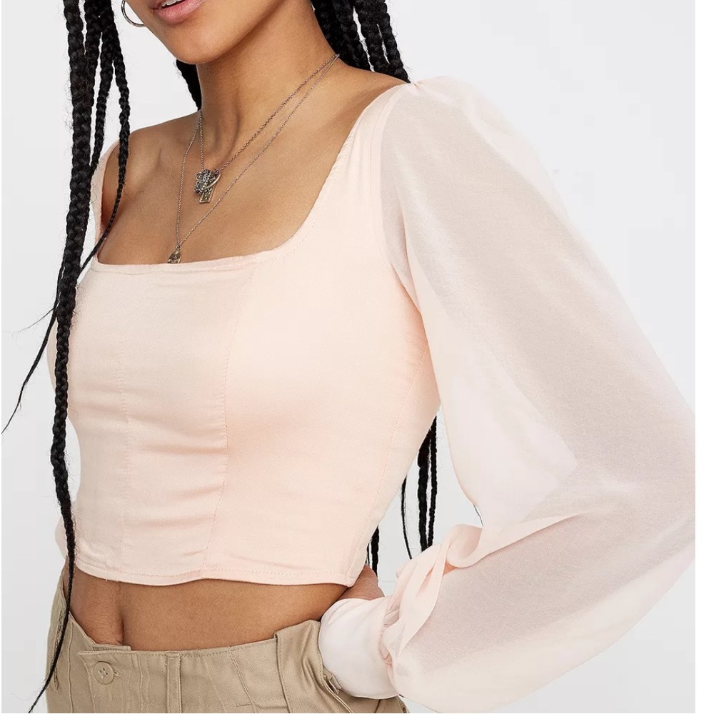 Urban Outfitters | Tops | Lena Sheer Sleeve Square Neck Blouse | Size Medium